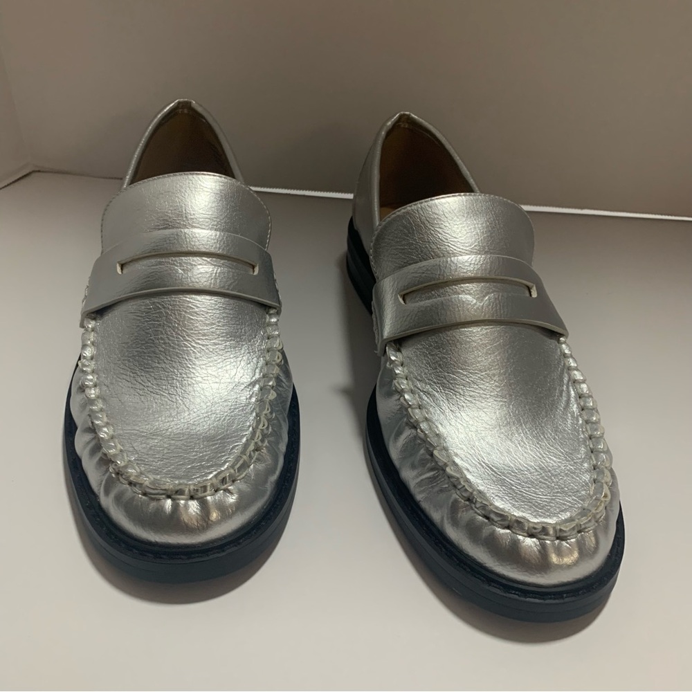 Loft Metallic penny  loafers NWOT